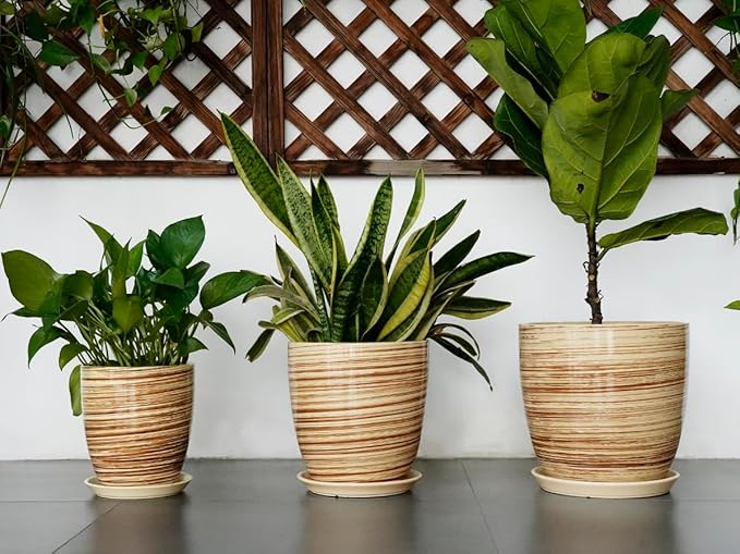 12 Inch Planter Pot Ceramic Plant Pots for Plants with Drainage Hole and Saucer Large Flower Pot for Home Patio Garden Office Yellow-BloomoryGarden