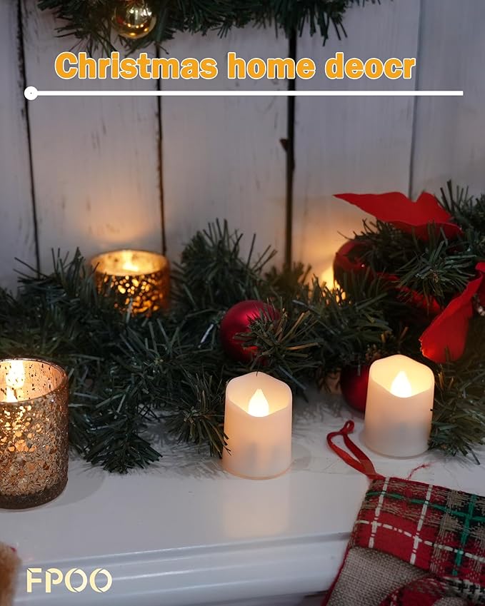 12 PCS Rechargeable Candles Flameless Tea Lights with Remote, USB LED Tealights with Timer Flickering Fake Candle, Votive Tea Light for Halloween, Holiday, Christmas, Party, Home Decorations-BloomoryGarden