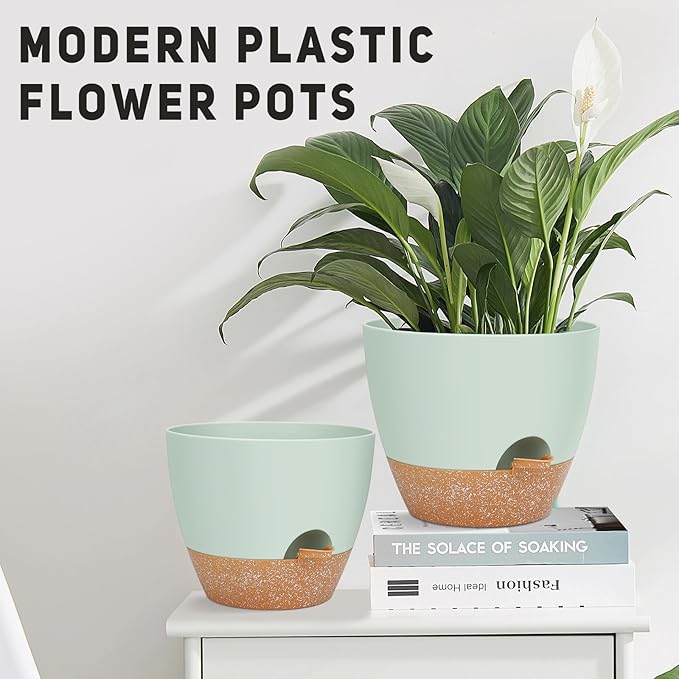 12" 10" 9" Large Self Watering Plant Pots, 3 Pack Flower Pots Planters with Multi Mesh Drainage Holes for Indoor Outdoor Garden Plants and Flowers.-BloomoryGarden
