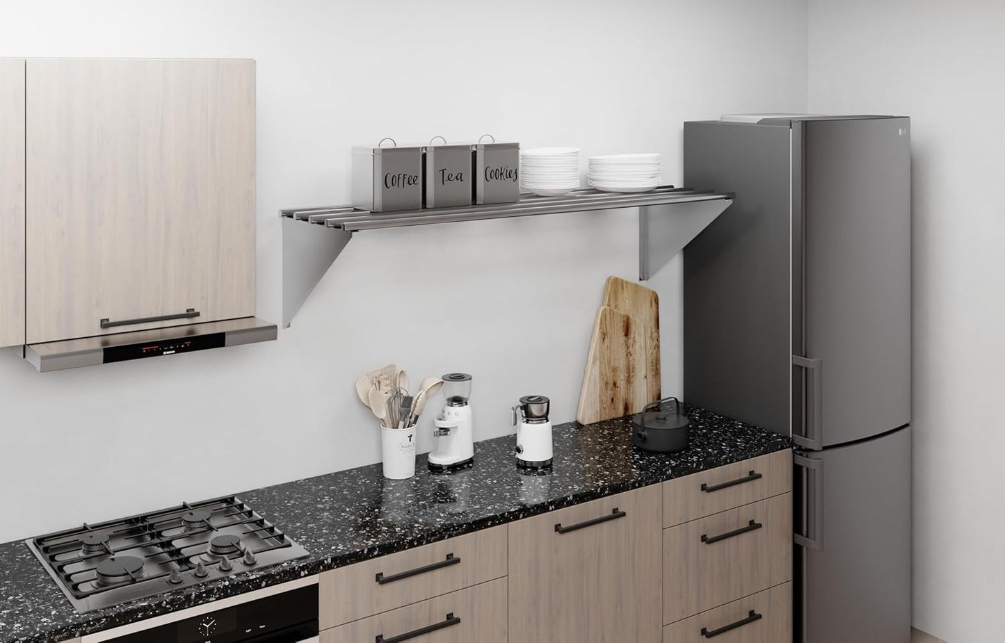 AmGood 18 in. x 60 in. NSF Stainless Steel Tubular Wall Shelf | Heavy-Duty Metal Shelving for Appliances & Equipment | Ideal for Kitchen, Restaurant, Garage, Laundry, Utility Room-BloomoryGarden