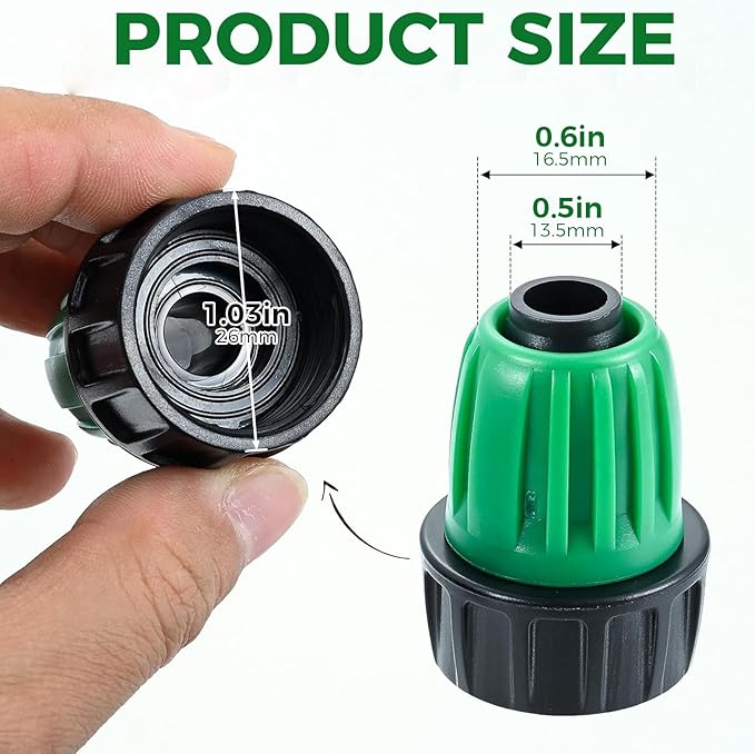 12 Pcs 1/2 Inch Drip Irrigation Tubing Faucet Garden Hose Adapter, 3/4" to 1/2" Drip Irrigation Tubing Hose Adapter, 3/4 Inch Faucet Connector Garden Hose Adapter Black and Green-BloomoryGarden