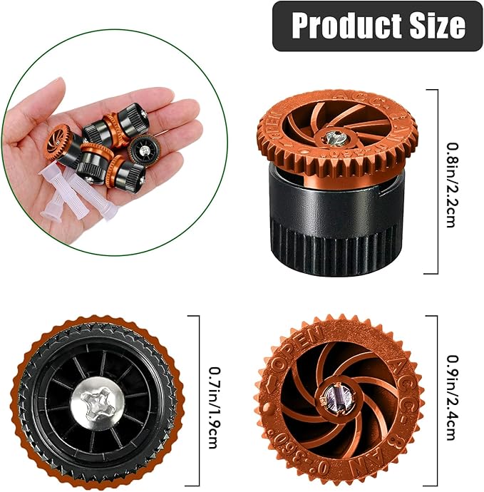 10 Pieces Variable Arc Nozzle, Replacement Pop-up Sprinkler Heads Compatible with Most of Adjustable Pop Up Sprinkler Spray Head for Garden Lawn Irrigation (8AN)-BloomoryGarden