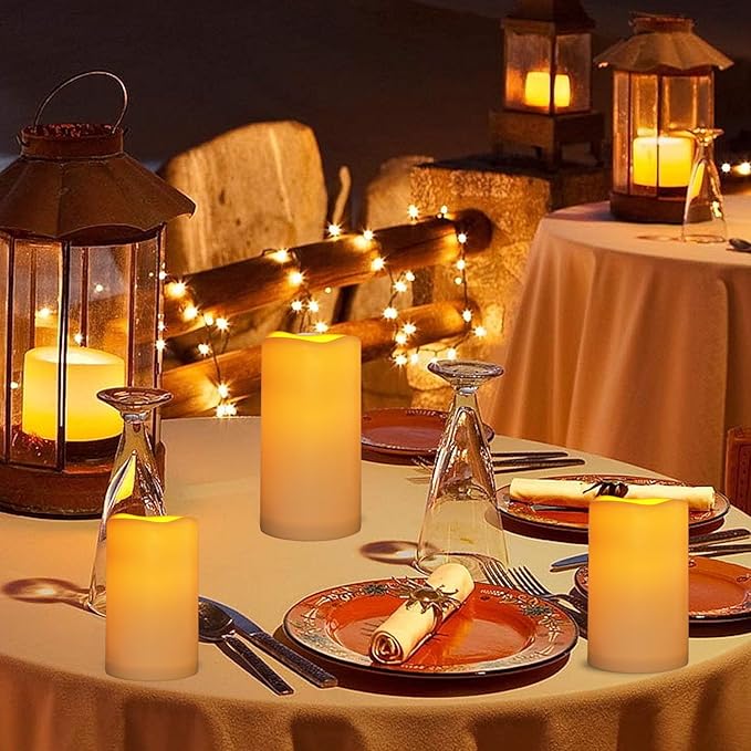 15Pack Waterproof Flameless Remote Control Candles (D3''*H5.5'') Battery Operated Flickering LED Pillar Candle,plastic with 10-Key 24Hours Timer for Outdoor/Indoor Party Garden Lanterns Porch Ivory-BloomoryGarden