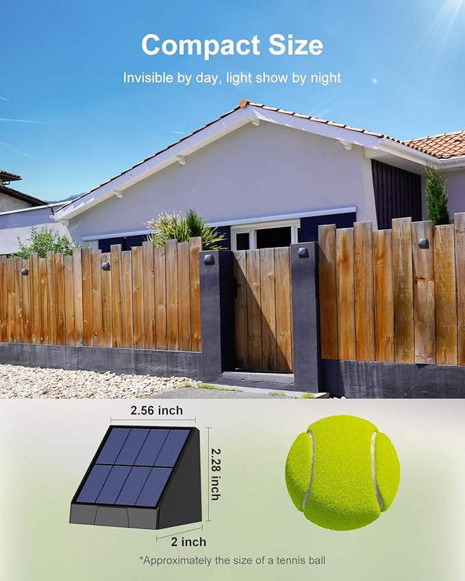 12 Pack Decorative Solar Powered Fence Lights Outdoor Waterproof with Cool White LED Spot Lens, for Outside Wall, Deck, Patio, Yard, Rail, Garage, Pool, Designed for Enhanced Security, Easy Install-BloomoryGarden