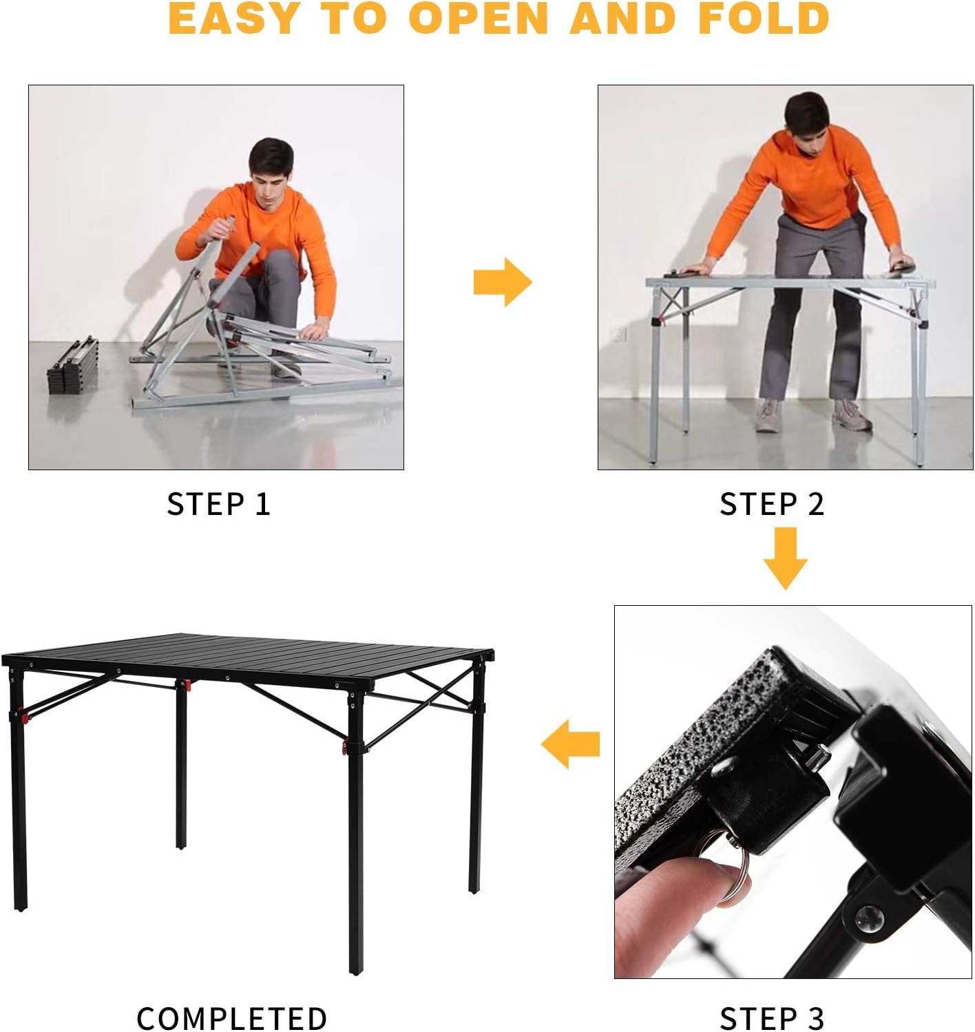 KingCamp Lightweight Compact Folding Camping Table,Stable Aluminum Alloy Folding Roll up Table for 4-6 Person for Picnic, Camping, Barbecue and Party,Portable Multifunctional Table with Carry Bag-BloomoryGarden