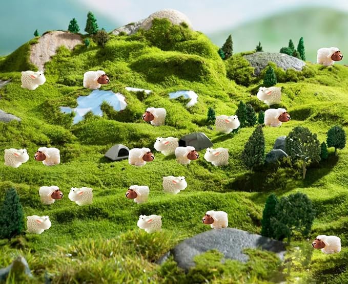 150 Pcs Mini Sheep Figurines Mini Resin Sheep Mini Garden Sheep for Dollhouse Bonsai Micro Landscape Fairy Home Garden Decor DIY Craft-BloomoryGarden