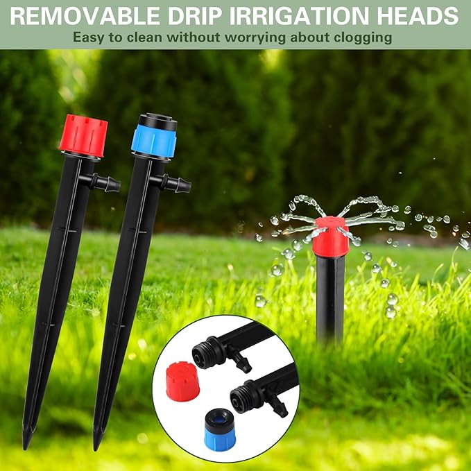 120 Pcs Drip Irrigation Emitters for 1/4'' Drip Irrigation Tubing 60 Irrigation Emitters Sprayer 60 Adjustable 360 Degree Water Flow Drippers for Patio Lawn Garden Watering-BloomoryGarden