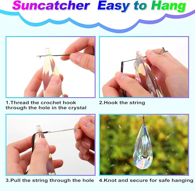120mm Crystal Suncatcher, 2 Pack Large Prism Sun Catchers Windows Hanging Ornaments Rainbow Maker Pendant Indoor Outdoor Garden Chandelier Birthday Wedding Party Valentines Day Gifts for Women-BloomoryGarden