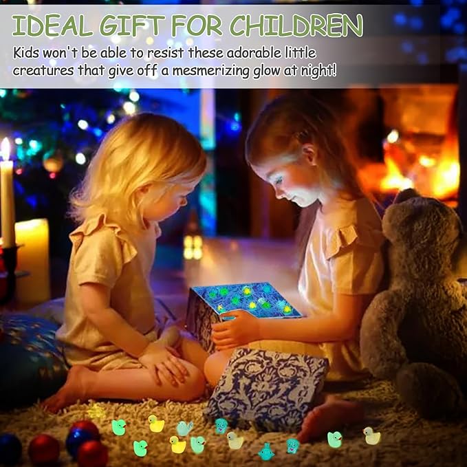 126PCS Mini Resin Ducks Animals Luminous Tiny Duck Animals Bulk Figures to Hide Glow in The Dark for Miniature Fairy Garden Accessories Micro Landscape Aquarium Potted Ornament Outdoor Decor-BloomoryGarden