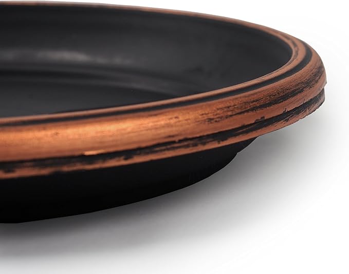 11" Decorative Heavy Duty Tray/Saucer (2 Pack) Rustic Medieval/French Country Look, Pot/Planter Base for Indoor/Outdoor Decor Use. Long Lasting, Reusable Light Weight (11 inches, Copper)-BloomoryGarden