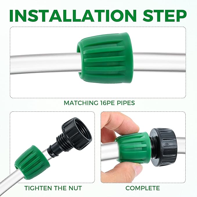 12 Pcs 1/2 Inch Drip Irrigation Tubing Faucet Garden Hose Adapter, 3/4" to 1/2" Drip Irrigation Tubing Hose Adapter, 3/4 Inch Faucet Connector Garden Hose Adapter Black and Green-BloomoryGarden