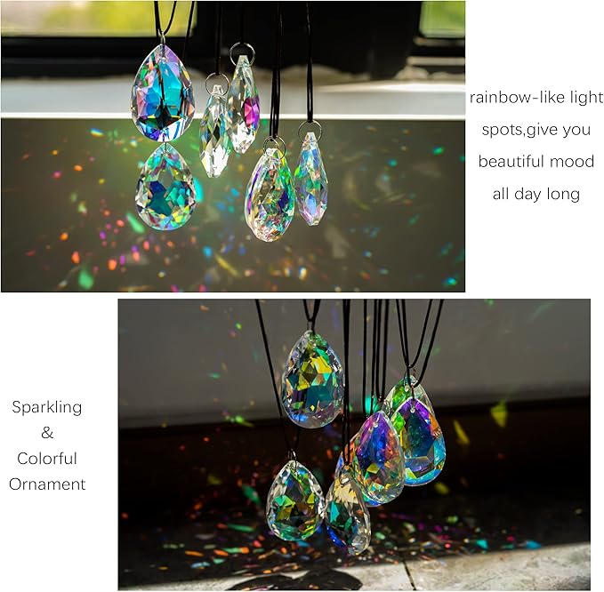 12 Pieces 50mm Crystal Prisms Chandelier Colorful Bauhinia Ornament Pendants Rainbow Maker Hanging Prisms for Wedding Party Tree Garlands Decoration DIY Jewelry-BloomoryGarden