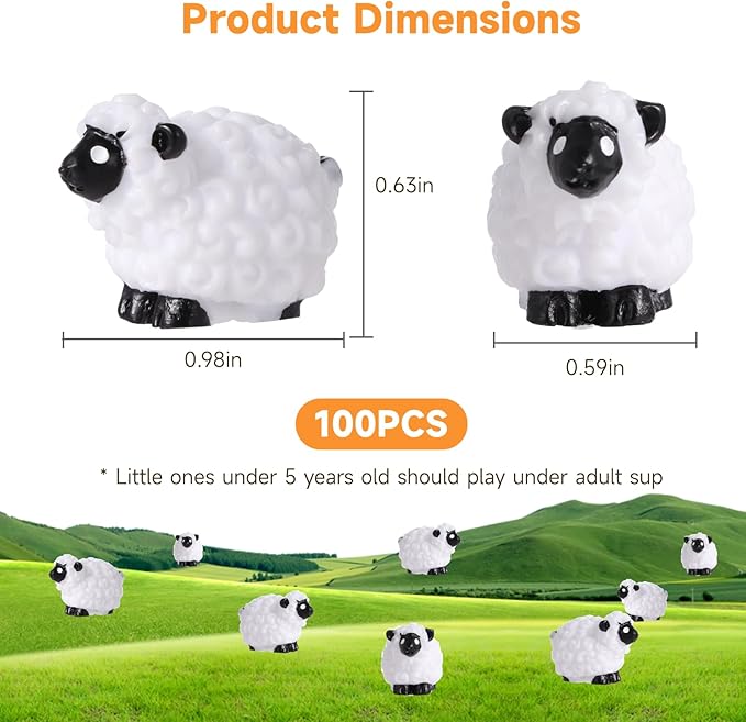 100Pcs Mini White Sheep Figurines, Miniature Resin Sheep Figurines, Mini Cute Resin White Sheep Ornaments, Little Outdoor Moss Landscape Figurines, Tiny Fairy Garden Animal Cake Toppers-BloomoryGarden