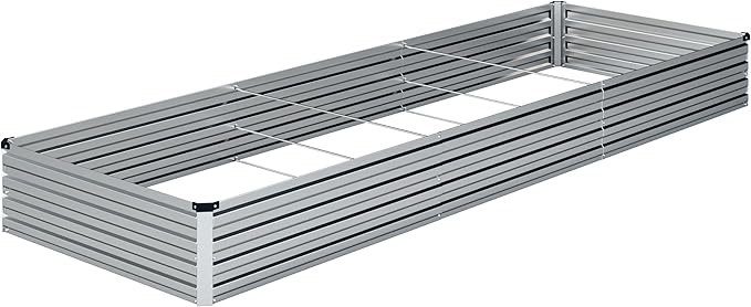 12x4x1FT Galvanized Raised Garden Bed Kit,Vegetable Boxes-Rectangle Metal Flower Box,Large Planter Raised Beds Outdoor Garden for Planting,Fruit,Herb-Sliver-BloomoryGarden
