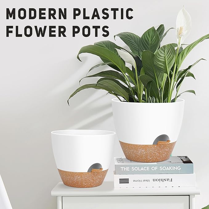 12" 10" 9" Large Self Watering Plant Pots, 3 Pack Flower Pots Planters with Multi Mesh Drainage Holes for Indoor Outdoor Garden Plants and Flowers.-BloomoryGarden