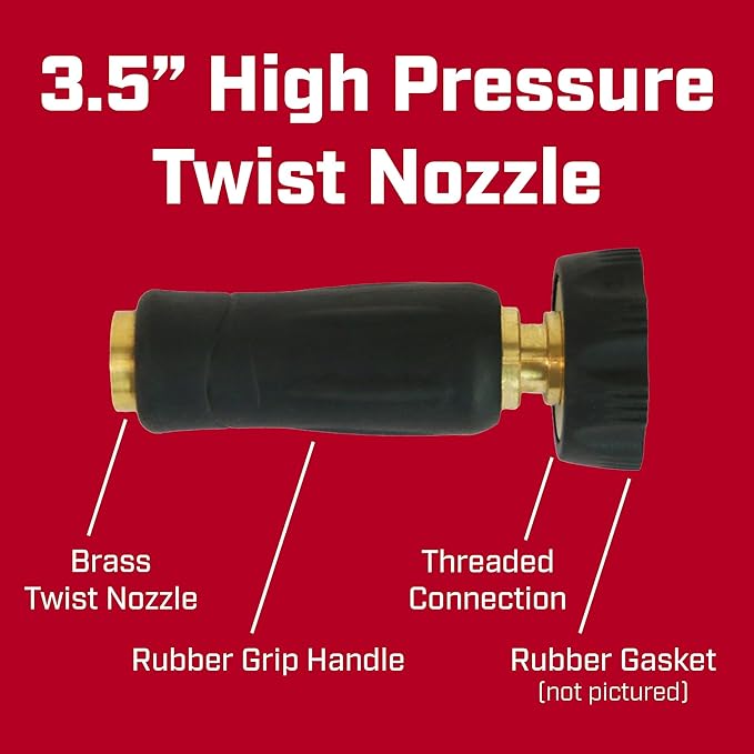 Chapin 6-9476: High Pressure 3.5-inch Brass Twist Hose Nozzle, Heavy-Duty Adjustable Garden Hose Nozzle, Gardening, Watering and Irrigation, Outdoor Cleaning, Set of 2-BloomoryGarden