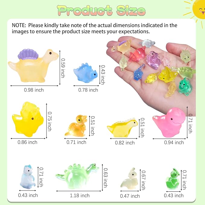100PCS Luminous Mini Resin Dinosaur Glow in The Dark, 28 Styles Tiny Animals for Hide Garden Micro Landscape Dollhouse Decor Craft-BloomoryGarden
