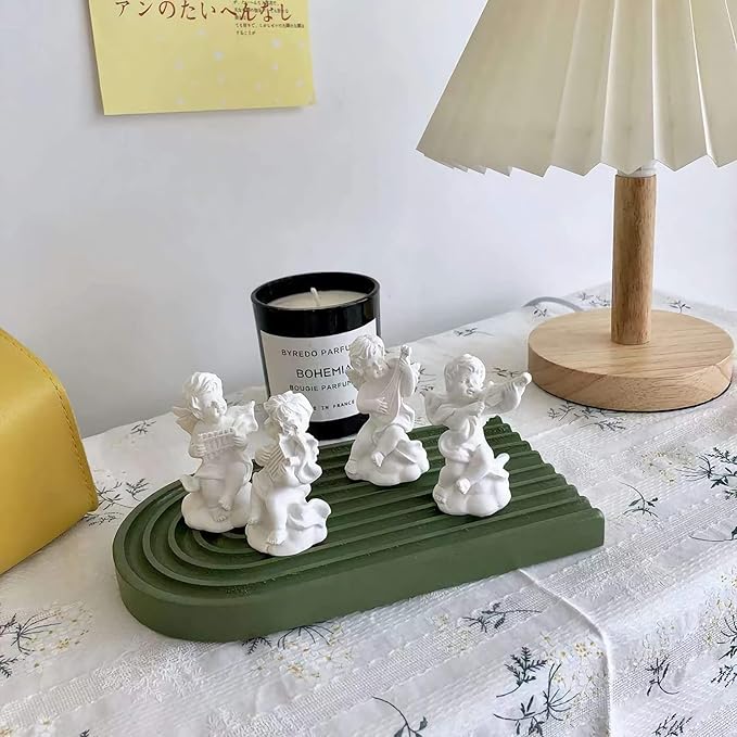LIYAOLI 4pcs 2.7'' Cherub Decor & 2pcs Roman Decorative Columns Props Shooting,Little Angel Statues for Home Decor Adorable Music Small Angel Figurines-BloomoryGarden