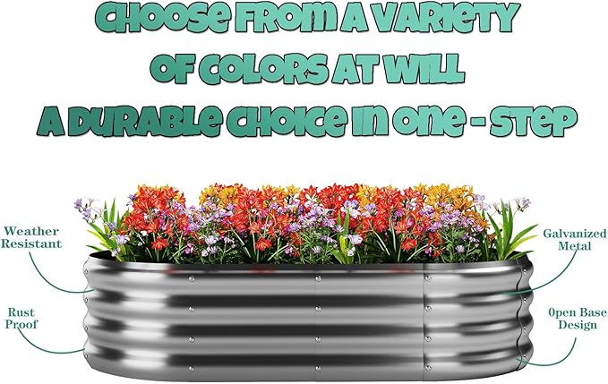 Galvanized Metal Planter Raised Garden Bed Kit for Gardening Outdoor,8x2x1ft Planter Grow Garden Box Raised Flower Bed,Long Vegetable Clearance Herb Raised Garden Beds for Gardening