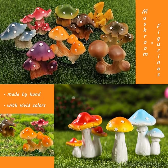12 Pcs 1.5 to 1.8 Inch Resin Mushroom,Cute Mushrooms Fairy Garden Mushrooms Ornaments for Outdoor Decoration,Home Décor,Cake Decoration,DIY Bonsai Craft …-BloomoryGarden