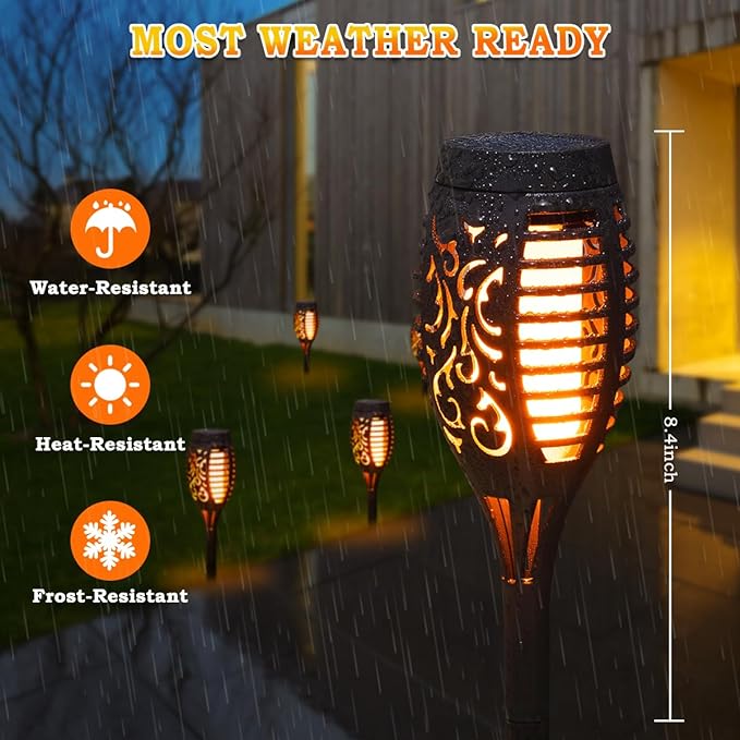 10Pack Solar Lights Outdoor, Solar Torch Lights Outdoor Flickering Flame for Outdoor Decorations, Waterproof Garden Light Solar Powered , Tiki Torches for Outside Yard Patio Lawn Garden Decor-BloomoryGarden