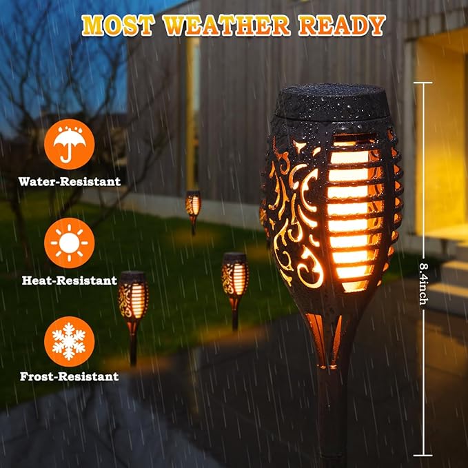 10Pack Solar Lights Outdoor, Solar Torch Lights Outdoor Flickering Flame for Outdoor Decorations, Waterproof Garden Light Solar Powered , Tiki Torches for Outside Yard Patio Lawn Garden Decor-BloomoryGarden