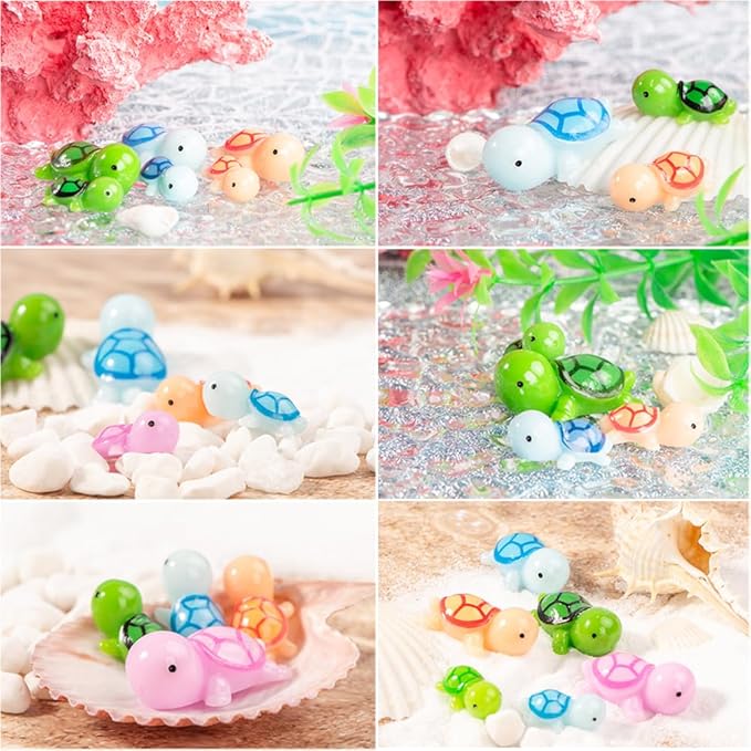 150 Pcs Miniature Sea Turtle Figurine Tiny Sea Turtles Mini Turtle Statue Animal Figure Sea Turtle for DIY Garden Decoration Fish Tank Cake Home Decor-BloomoryGarden