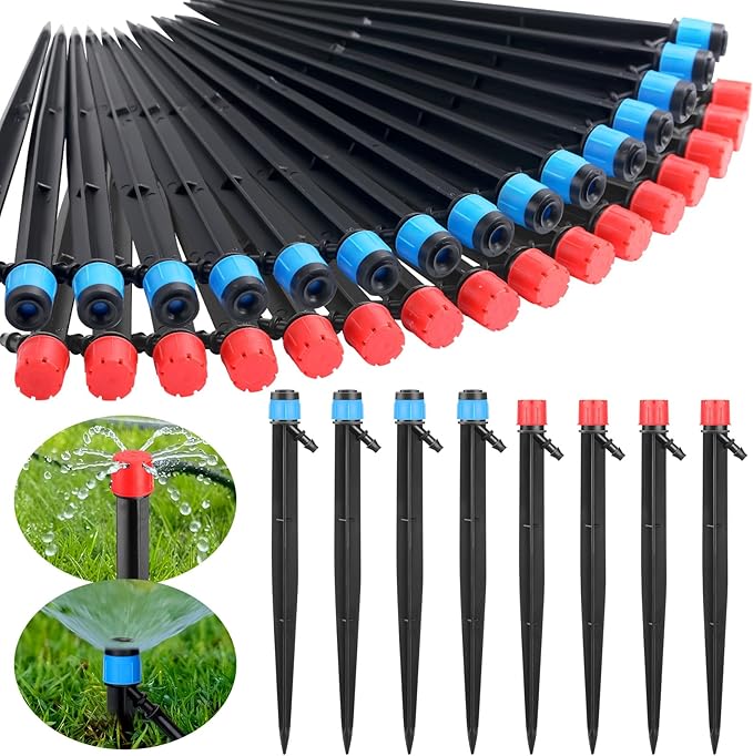 120 Pcs Drip Irrigation Emitters for 1/4'' Drip Irrigation Tubing 60 Irrigation Emitters Sprayer 60 Adjustable 360 Degree Water Flow Drippers for Patio Lawn Garden Watering-BloomoryGarden