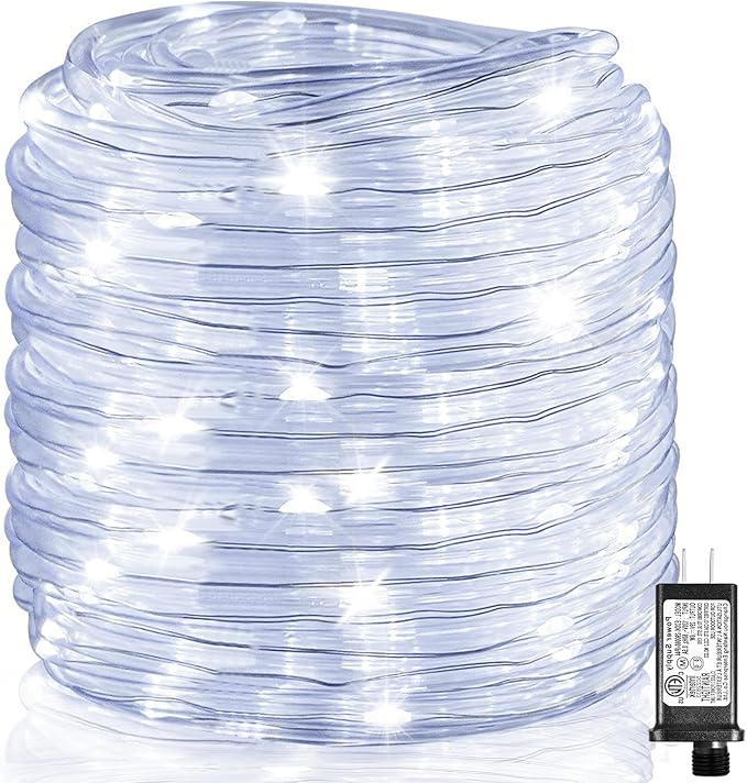 100FT 300 LED Rope Lights for Outside, Christmas String Lights with Waterproof 8 Modes, Connectable Plug in Fairy Lights for Indoor Bedroom Outdoor Patio Pool Garden Party Holiday Decor, White-BloomoryGarden