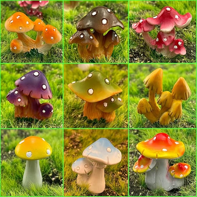12 Pcs 1.5 to 1.8 Inch Resin Mushroom,Cute Mushrooms Fairy Garden Mushrooms Ornaments for Outdoor Decoration,Home Décor,Cake Decoration,DIY Bonsai Craft …-BloomoryGarden