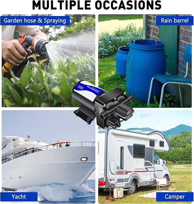 12V RV Water Pressure Pump Quiet 70 psi Washdown Pumps for Boats Marines Diaphragm Pump Transfer Pump 12 Volts Water Pump Self Priming-BloomoryGarden