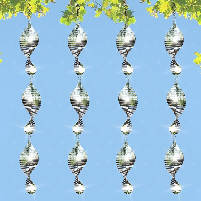 12 PCS Stainless Steel Bird deterrents for Outside,3D Bird Scarer Discs Set Pigeon Deterrent,Bird reflectors to Keep Birds Away Woodpecker Deterrent for House,Crow Deterrent-BloomoryGarden