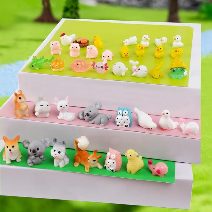 150 Pcs Mini Resin Animals Miniature Animals Figurines Tiny Resin Animals Small Animals Figures Mini Animals for Garden Décor Micro Landscape Ornaments Kit Fairy Garden Dollhouse Accessories-BloomoryGarden