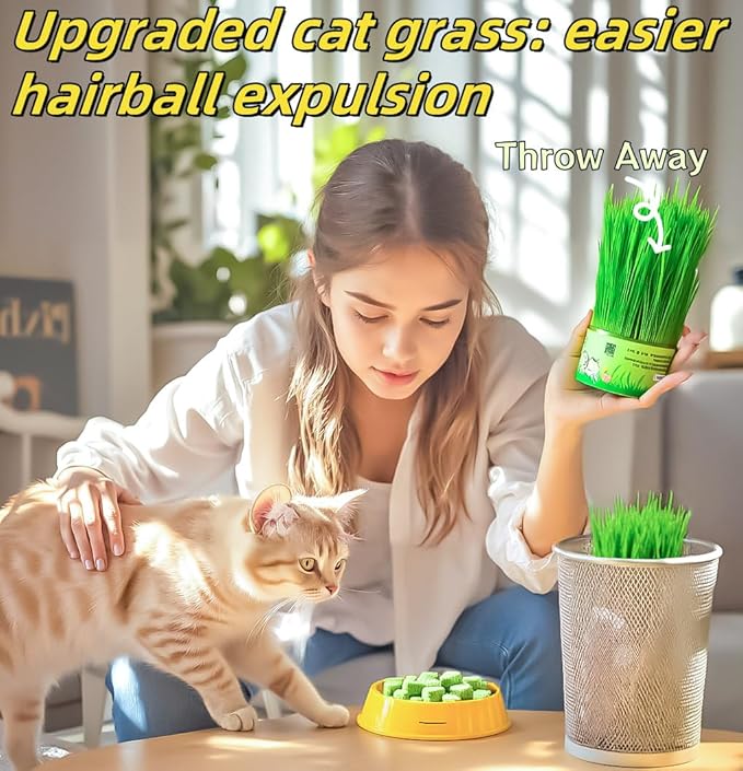 120g/4.23oz Cat Toy Cats Grass Treats, Fish Oil Kitten Grass Catnip Stick for Hairball Removal Teeth Cleaning Cats Edible Freeze Dried Kitty Lickable Chew Dental Snack for Indoor Kitty Food-BloomoryGarden