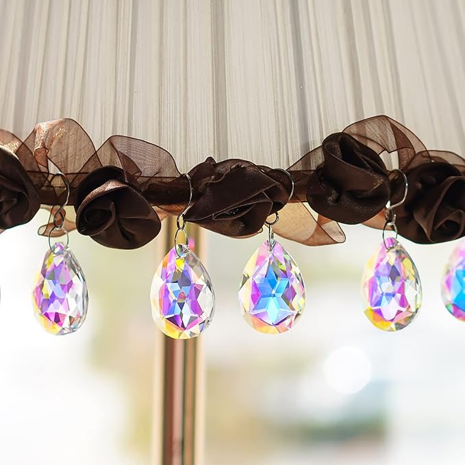 10pcs 38mm Suncatcher Crystal Teardrops Chandelier Parts,Chandelier Crystal Prisms Pendants with Hook,Hanging Crystals for Lamp Window Christmas Tree Decoration(AB Colors)-BloomoryGarden