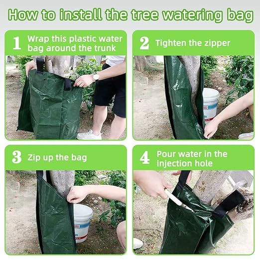 1 Pack Tree Watering Bag, 20 Gallon Slow Release Watering Bag for Trees, Premium PVC Shrub Watering Bag with Heavy Duty Zipper, Sturdy Reusable Drip Irrigation Bag-BloomoryGarden