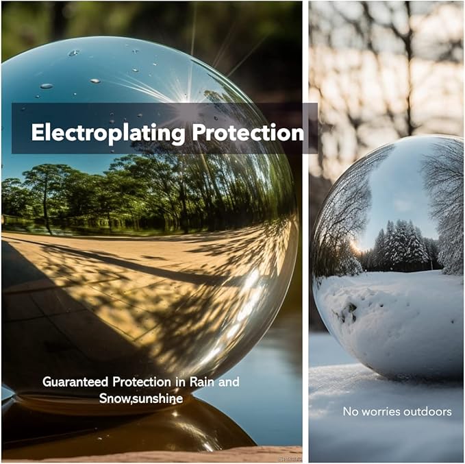 12 Inch Stainless Steel Gazing Globe,v2croft Hollow Ball Mirrored Surface Polished Shiny Sphere,Garden Stainless Steel Gazing Ball for Outdoor Lawn Pond Yard Ornament(Silver)-BloomoryGarden