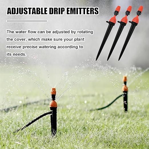 1/4" Drip Irrigation Emitters, Automatic Drip Irrigation Parts Accessories, 360 Degree Drip Sprinkler Heads Sprayer Heads for Irrigation Systems (Straight Nozzle, 30pcs)