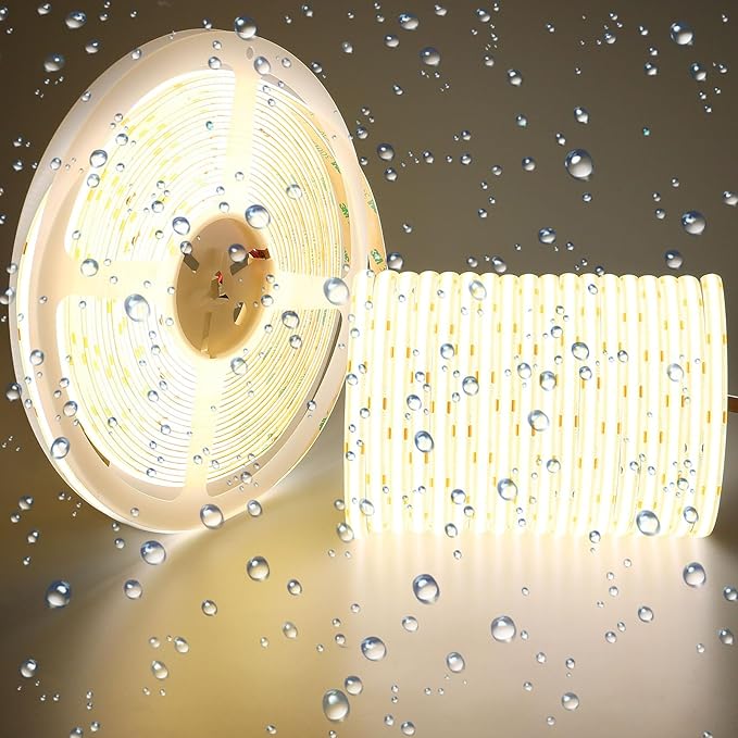 15M/49.2ft 24V COB LED Strip Light Waterproof IP65 Natural White 4000K Uniform Glow 5760LEDs CRI 93+ Flexible LED Tape Lights for DIY Cabinet Bedroom Kitchen Home Decor(No Power Supply)-BloomoryGarden