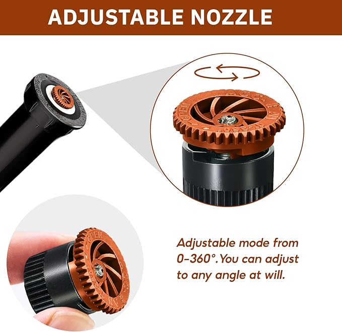 10 Pieces Variable Arc Nozzle, Replacement Pop-up Sprinkler Heads Compatible with Most of Adjustable Pop Up Sprinkler Spray Head for Garden Lawn Irrigation (8AN)-BloomoryGarden
