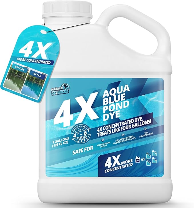 1 Gallon Aqua Blue Pond Dye 4X Concentrate, Lake & Pond Dye Blue for Aqua Colored Water, Ideal Lake Colorant, Aquashade Colorant That Protects Against Sunlight - Ideal for Fish and Wildlife-BloomoryGarden