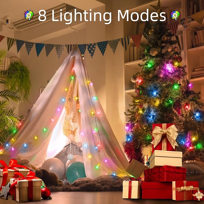 120 LED String Lights 40ft, 8 Lighting Modes Plug in Fairy String Lights for Bedroom Classroom Patio Garden Wedding Party Christmas Tree Outdoor Indoor Decorations Multicolor-BloomoryGarden