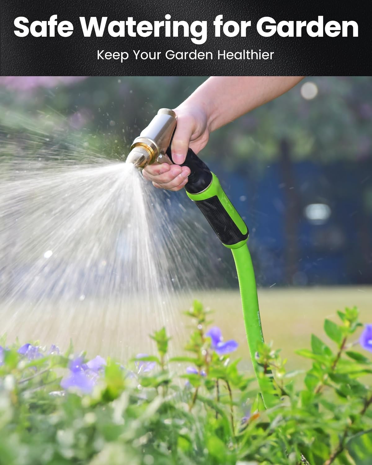 RAINPOINT Short Garden Hose 10ft - Lightweight Water Hose with Swivel Handle - Flexible, Heavy Duty, Hybrid Rubber, with Male to Female Fittings-BloomoryGarden