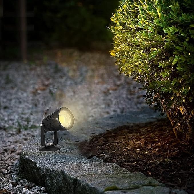 110V Landscape Spotlight,LED Landscape Lighting Outdoor for Flag Pole Light,IP65 Landscape Lights 3000k Garden Light 6FT Cord with US 3 Prong (Base,Stake Included) (5, Watts)-BloomoryGarden