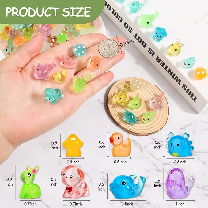 126PCS Mini Resin Ducks Animals Luminous Tiny Duck Animals Bulk Figures to Hide Glow in The Dark for Miniature Fairy Garden Accessories Micro Landscape Aquarium Potted Ornament Outdoor Decor-BloomoryGarden