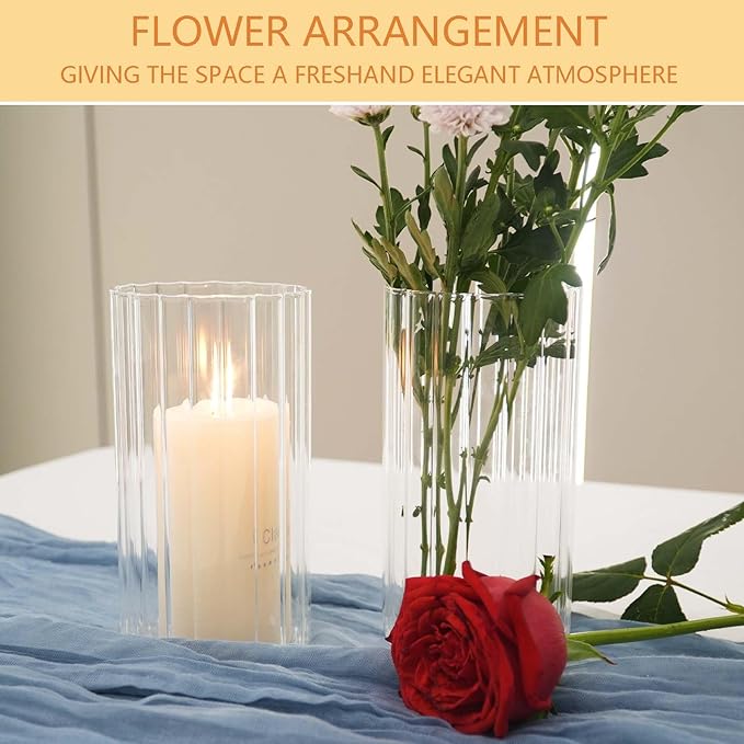 12pcs Glass Vase Cylinder Vases for Centerpieces Small Flower Glass Vases Bud Vases Home Decor Centerpiece Table Flower Vase Decorations for Office BeautificationďźHoliday 6 Inch Tall