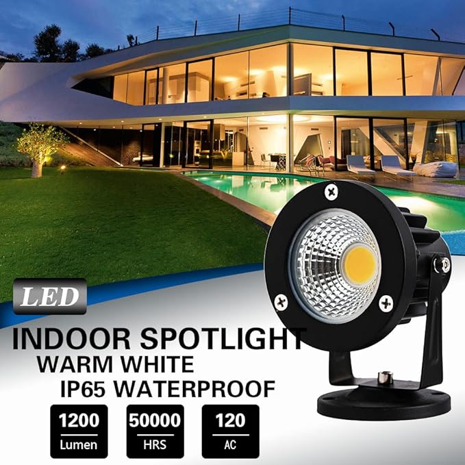 12W LED Landscape Spotlight,120V Landscape Lighting Outdoor for Mounted Flag Pole Light,IP65 Landscape Lights Warm White Garden Decorative Lamp 6FT Cord with US 3 Prong (Base,Stake Included)-BloomoryGarden