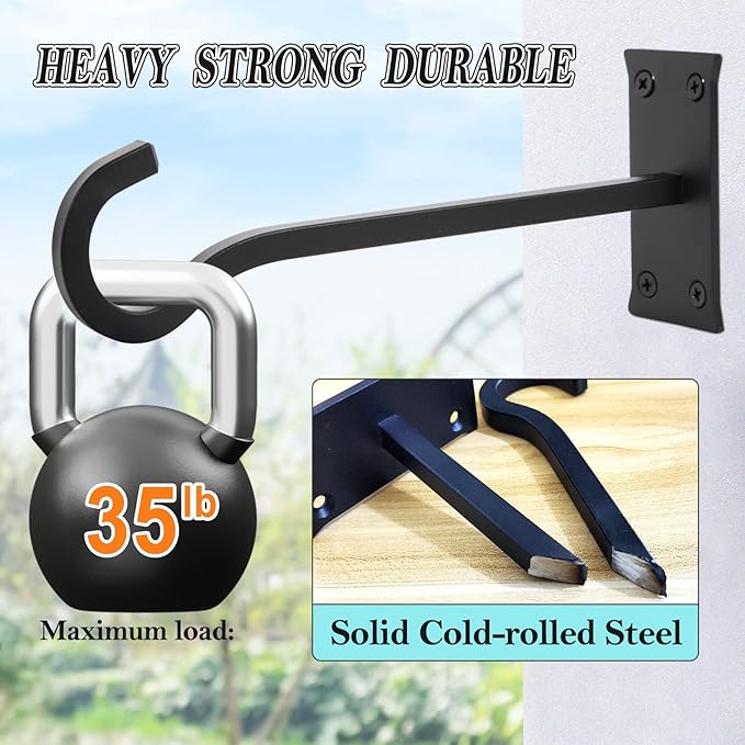 10inch Heavy Duty Plant Hangers Outdoor or Indoor Bird Feeder Hanger Shepherd Hooks 2pcs White Metal Wall Hook for Hanging Plant Bracket, Lantern, Flower Basket, Wind Chimes-BloomoryGarden
