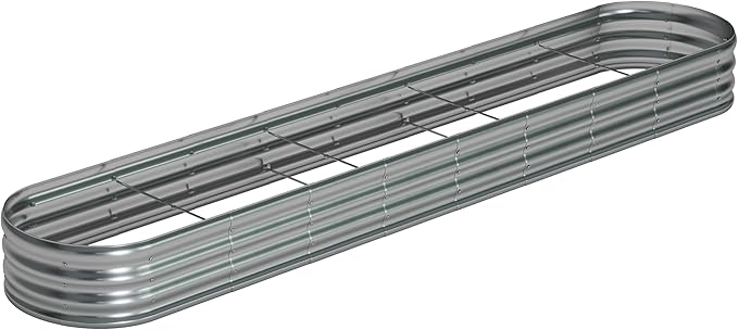 12x2x1ftOval Galvanized Raised Garden Bed,Outdoor Planter Box Metal Patio Kit Planting Bed for Vegetables Flowers and Succulents-BloomoryGarden