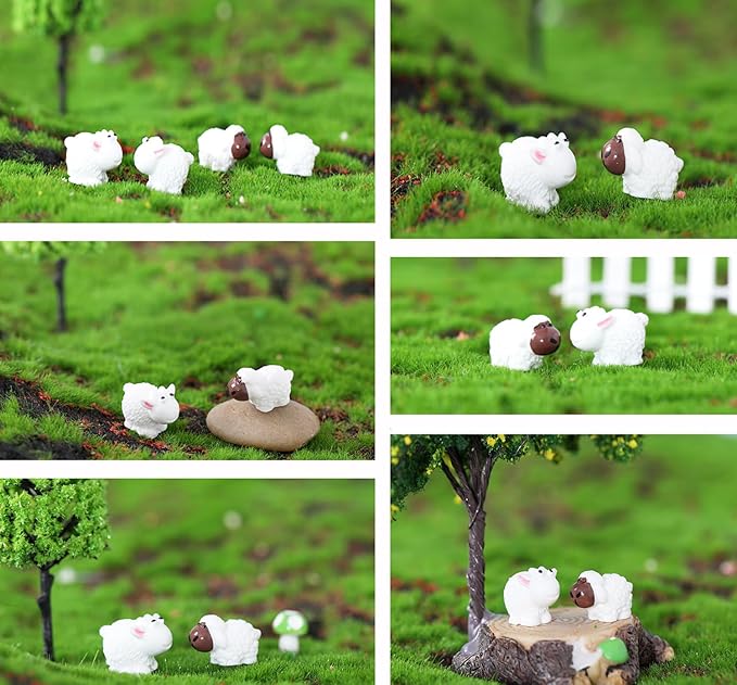 150 Pcs Mini Sheep Figurines Mini Resin Sheep Mini Garden Sheep for Dollhouse Bonsai Micro Landscape Fairy Home Garden Decor DIY Craft-BloomoryGarden